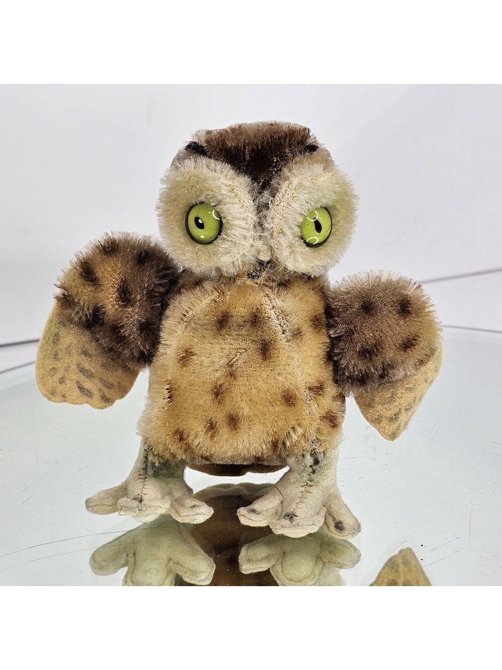 Vintage 4" Steiff Wittie Owl Green Eyes Germany Clean Good Collectors Condition